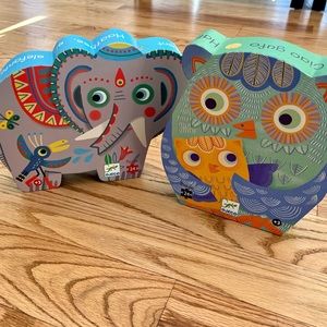 🎉 SALE 2 Djeco 24-piece Puzzles Elephant and Owl
